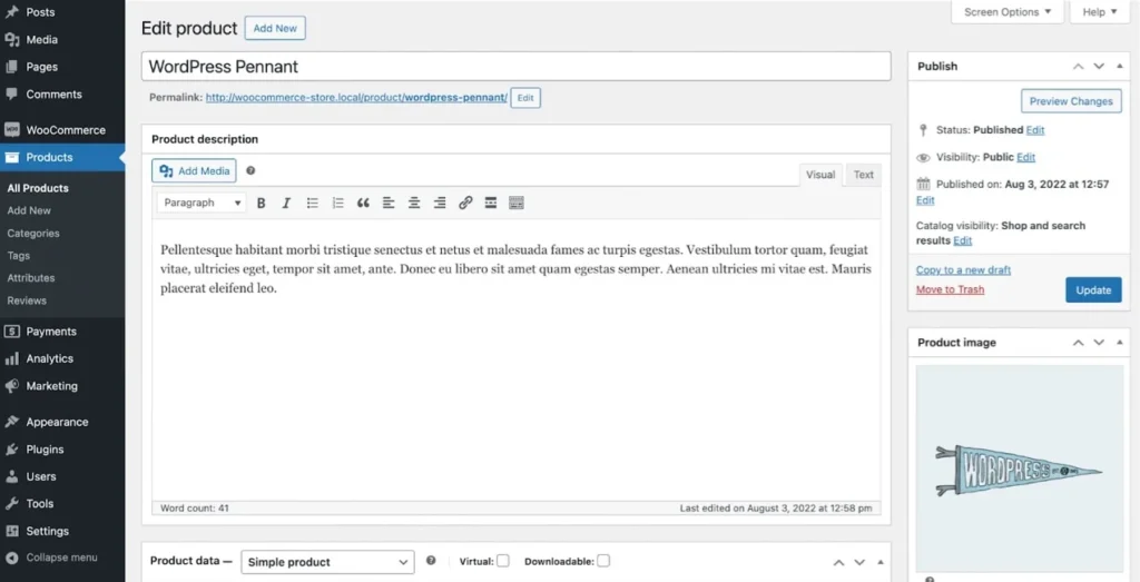 woocommerce product editor